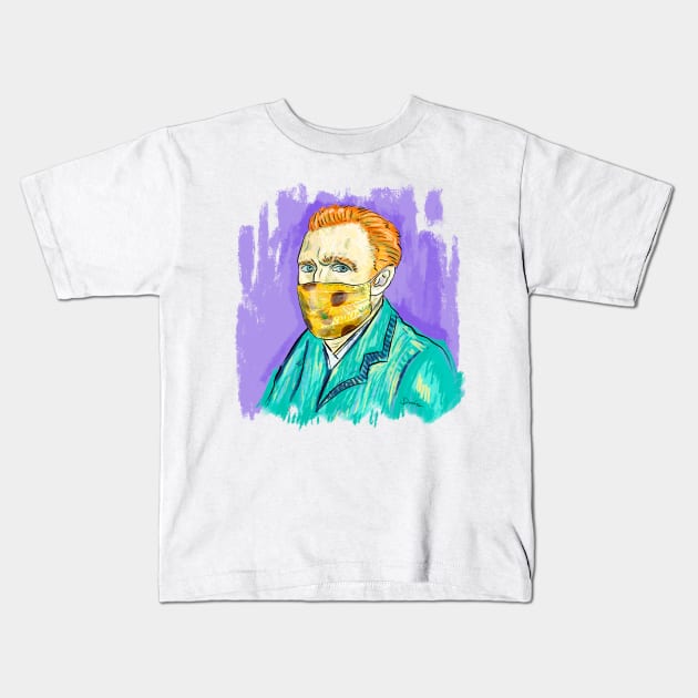 Denizko Art Van Gogh The Mask Kids T-Shirt by denizko